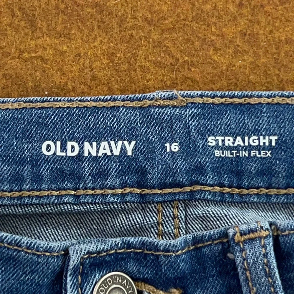 Old Navy Boys 16 Blue Straight Built-In Flex Denim Jeans *Flaw